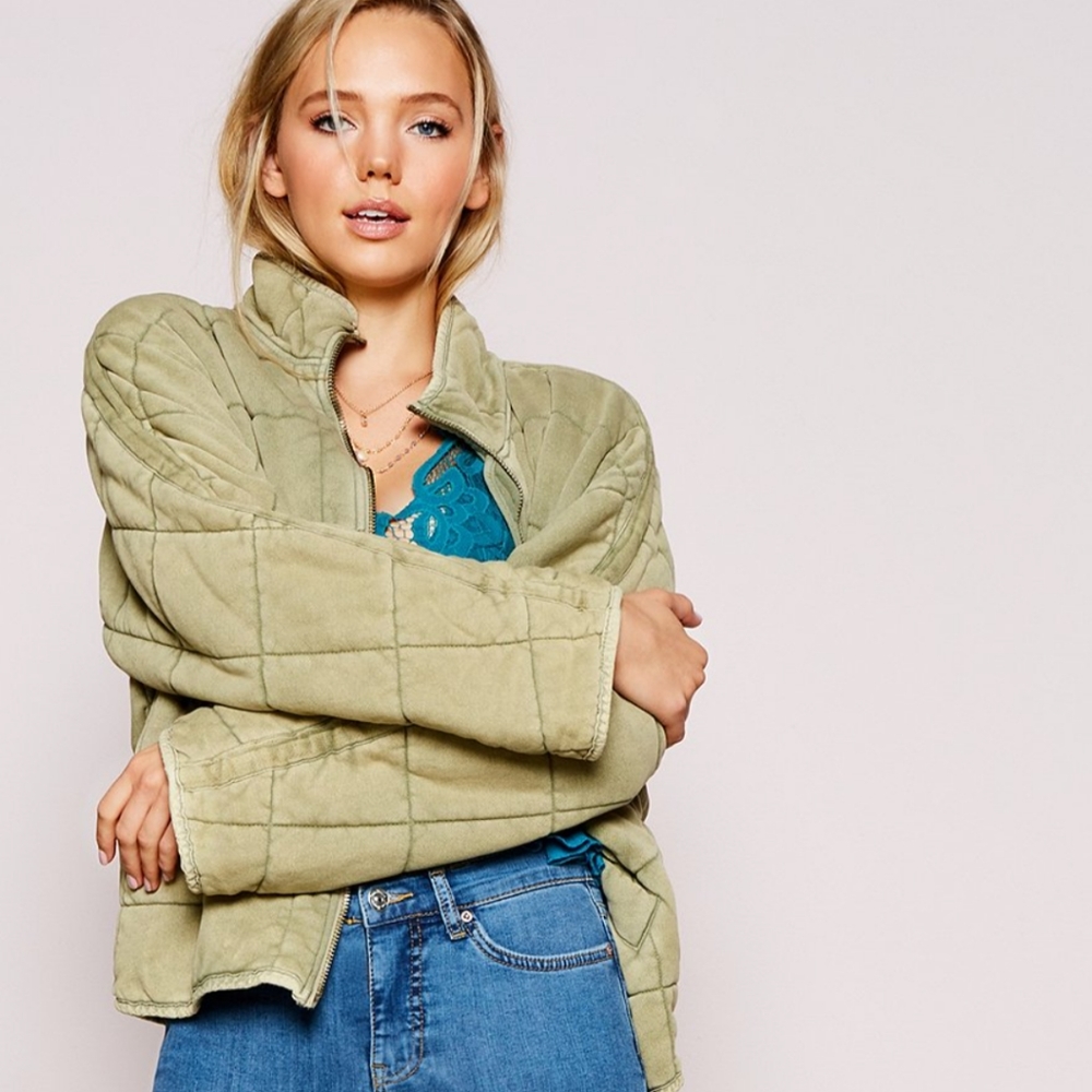 NWT Free People Quilted Dolman Jacket in Sage